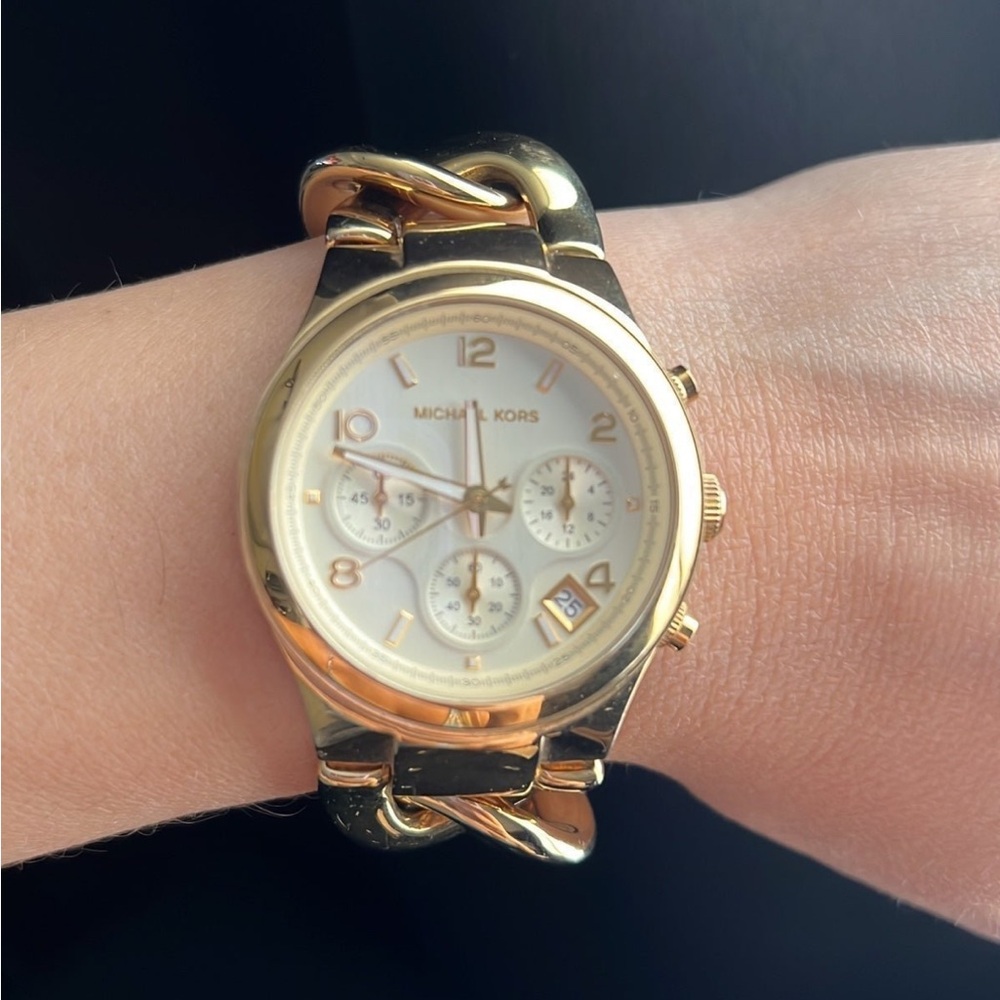 Michael Kors Chronograph Gold and White Women's Watch